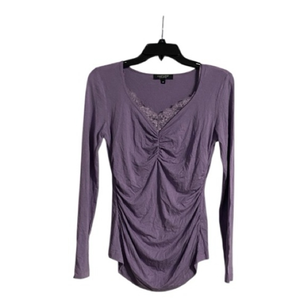 Karen Kane Lavender Ruched Long Sleeve Top with Lace Tank